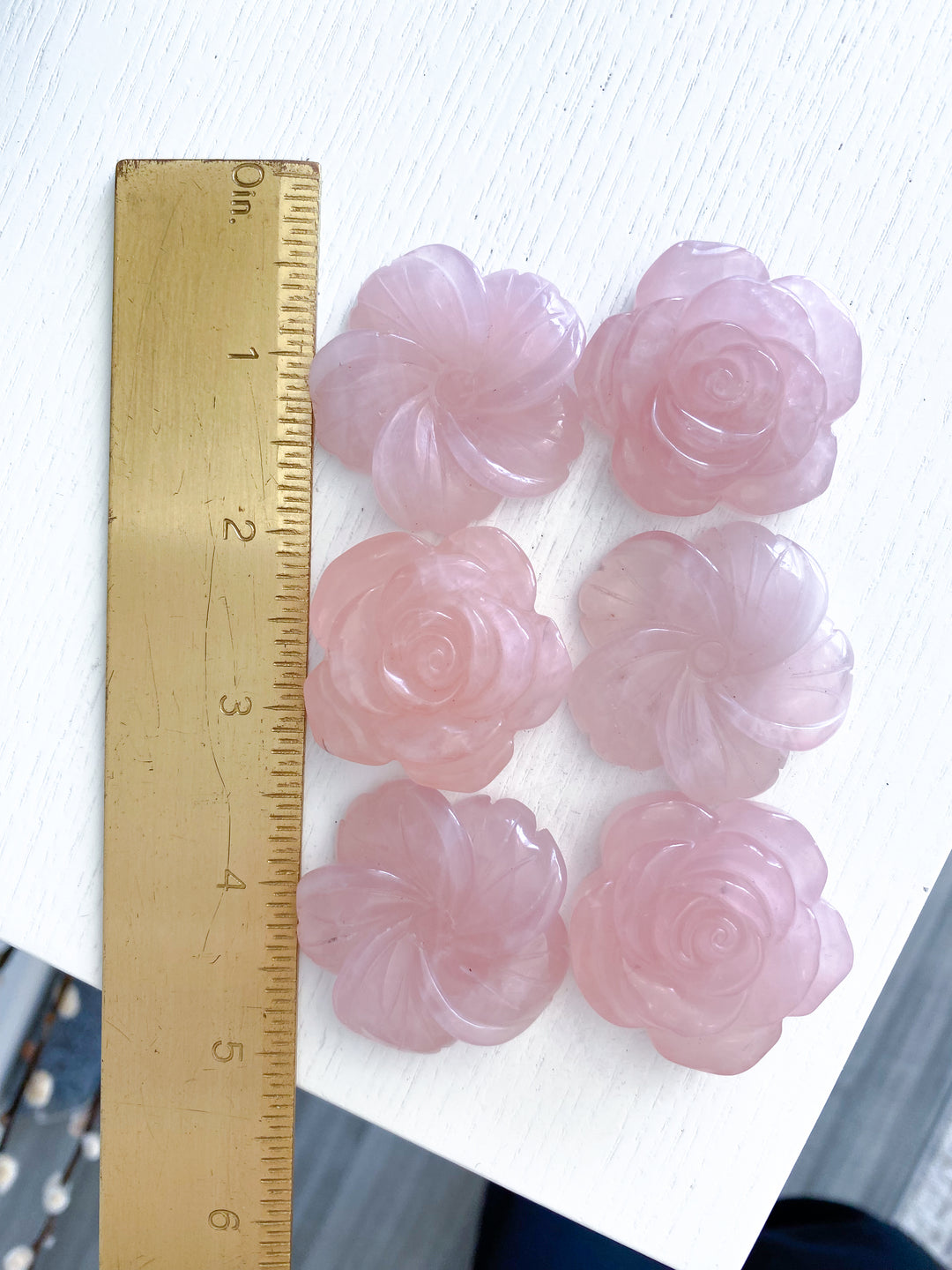 Rose Quartz Flower Carvings