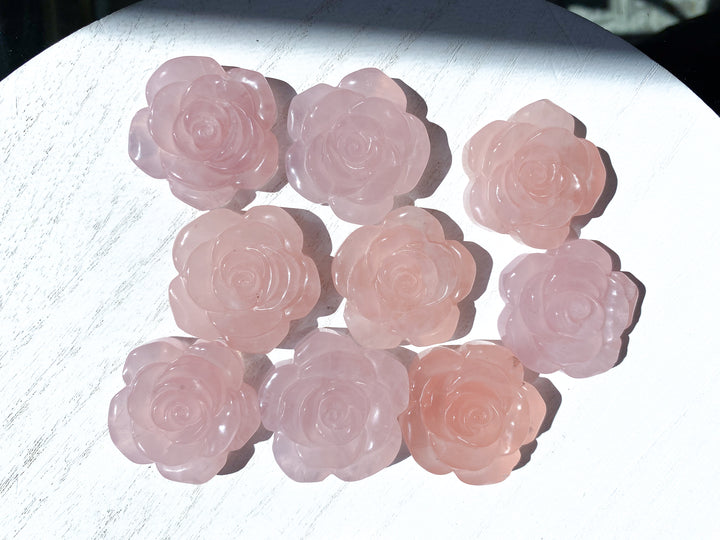 Rose Quartz Flower Carvings
