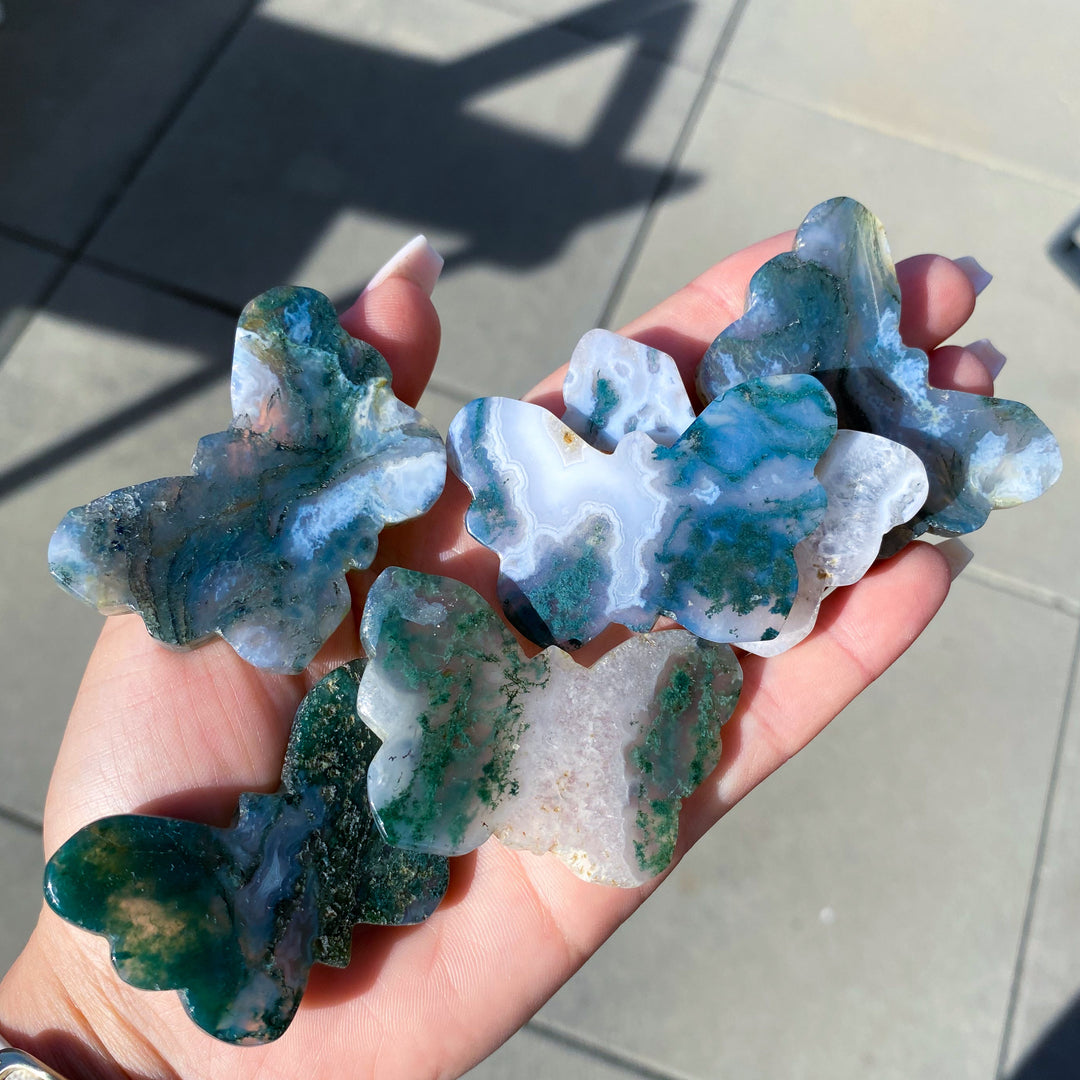 Moss Agate Butterfly - B Quality