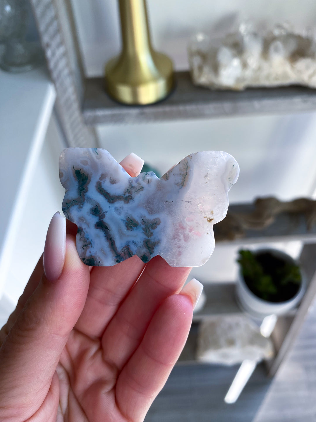 Moss Agate Butterfly - B Quality