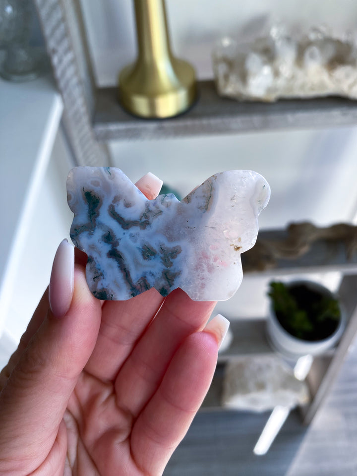 Moss Agate Butterfly - B Quality
