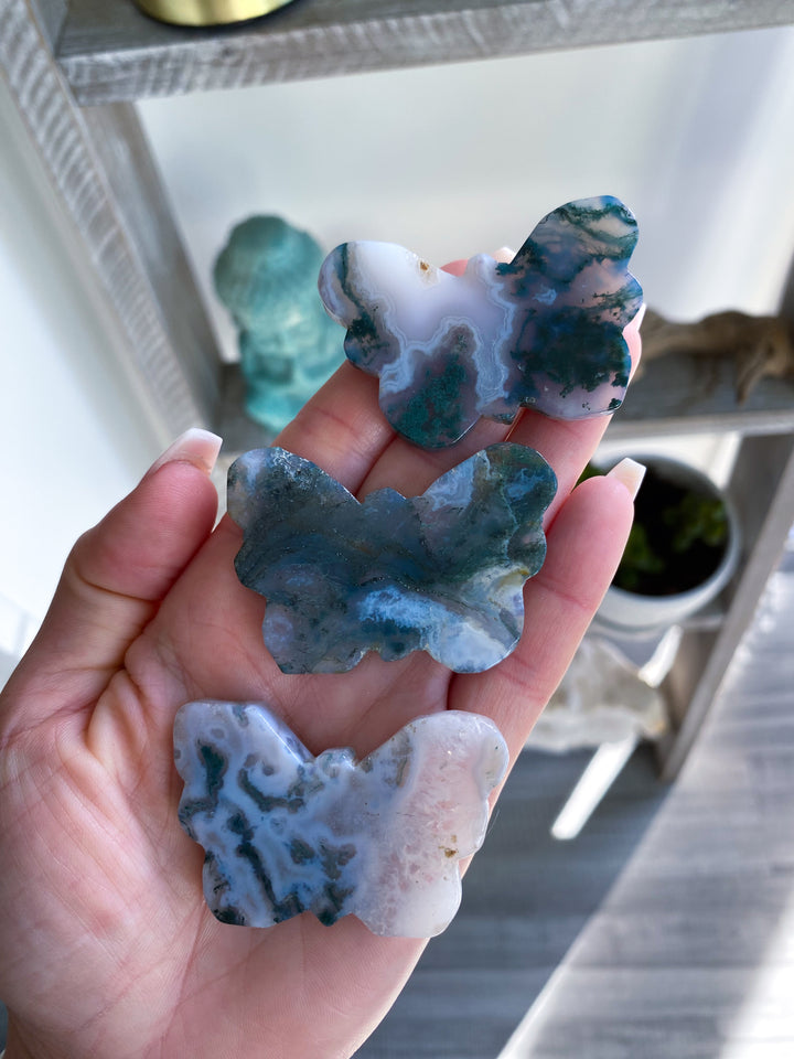 Moss Agate Butterfly - B Quality