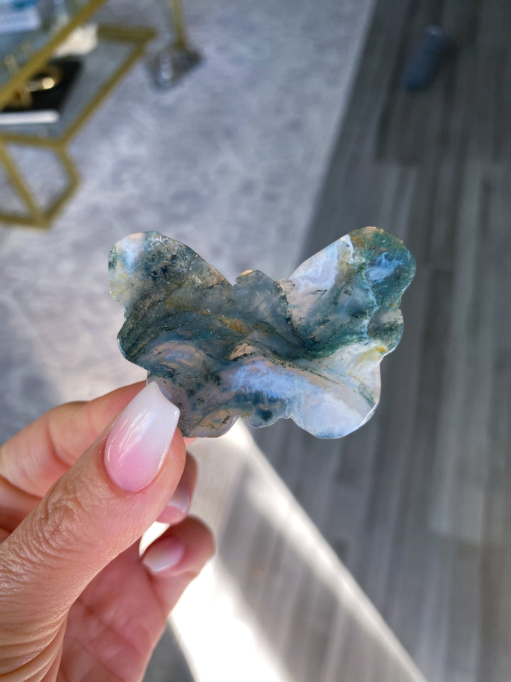 Moss Agate Butterfly - B Quality