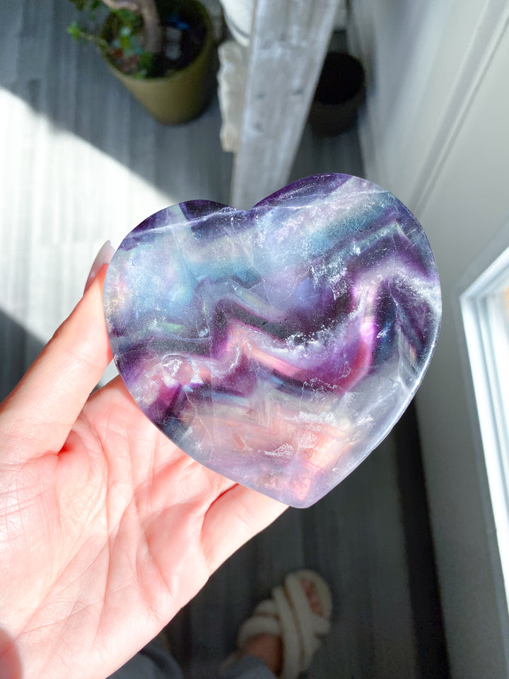Rainbow Fluorite Heart Dish, Bowl