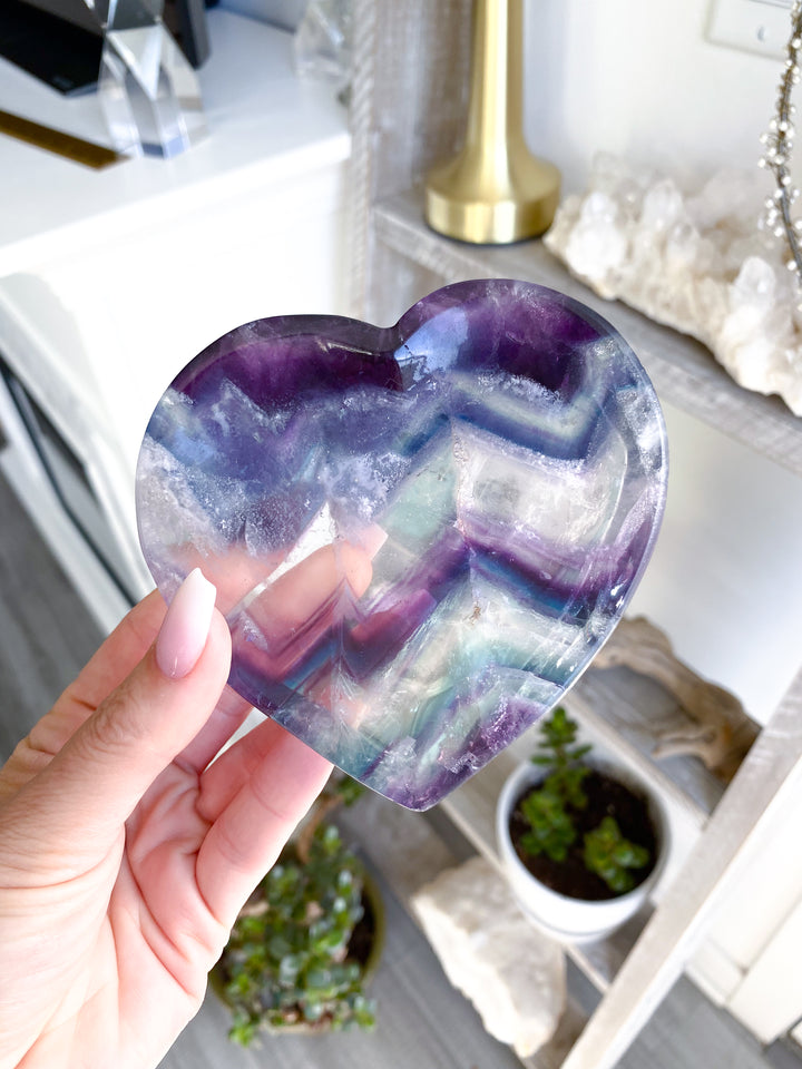Rainbow Fluorite Heart Dish, Bowl