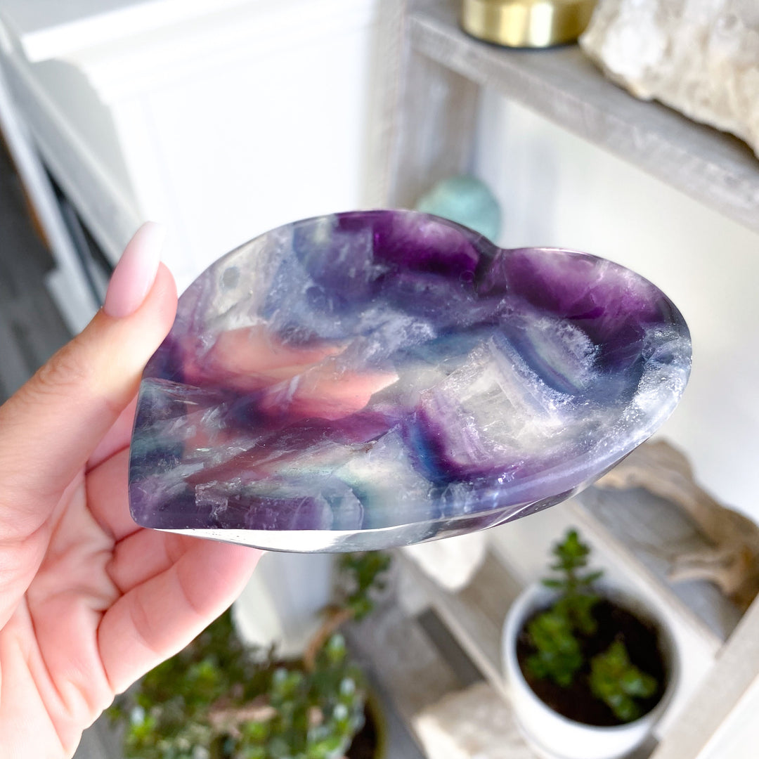 Rainbow Fluorite Heart Dish, Bowl