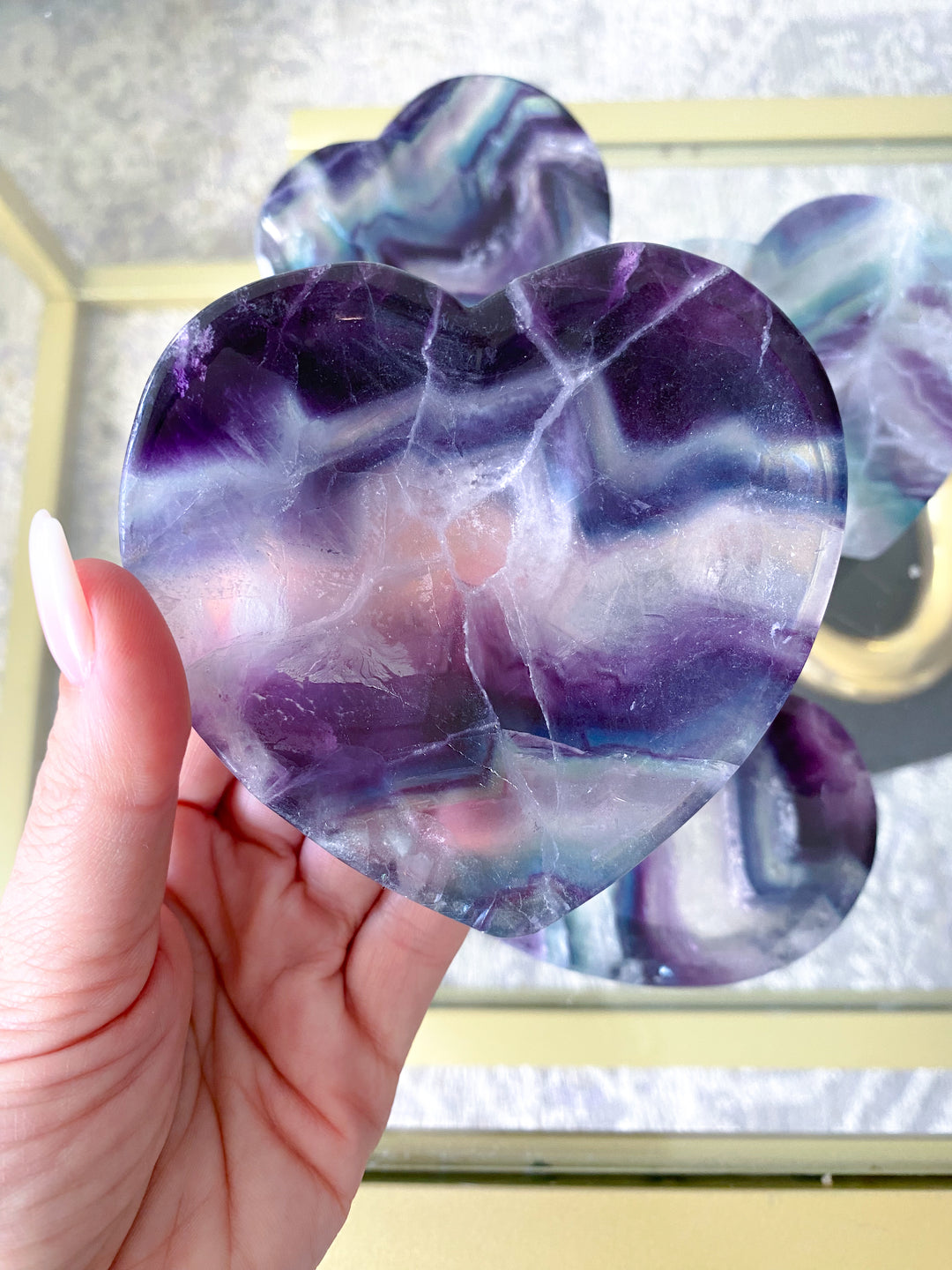 Rainbow Fluorite Heart Dish, Bowl