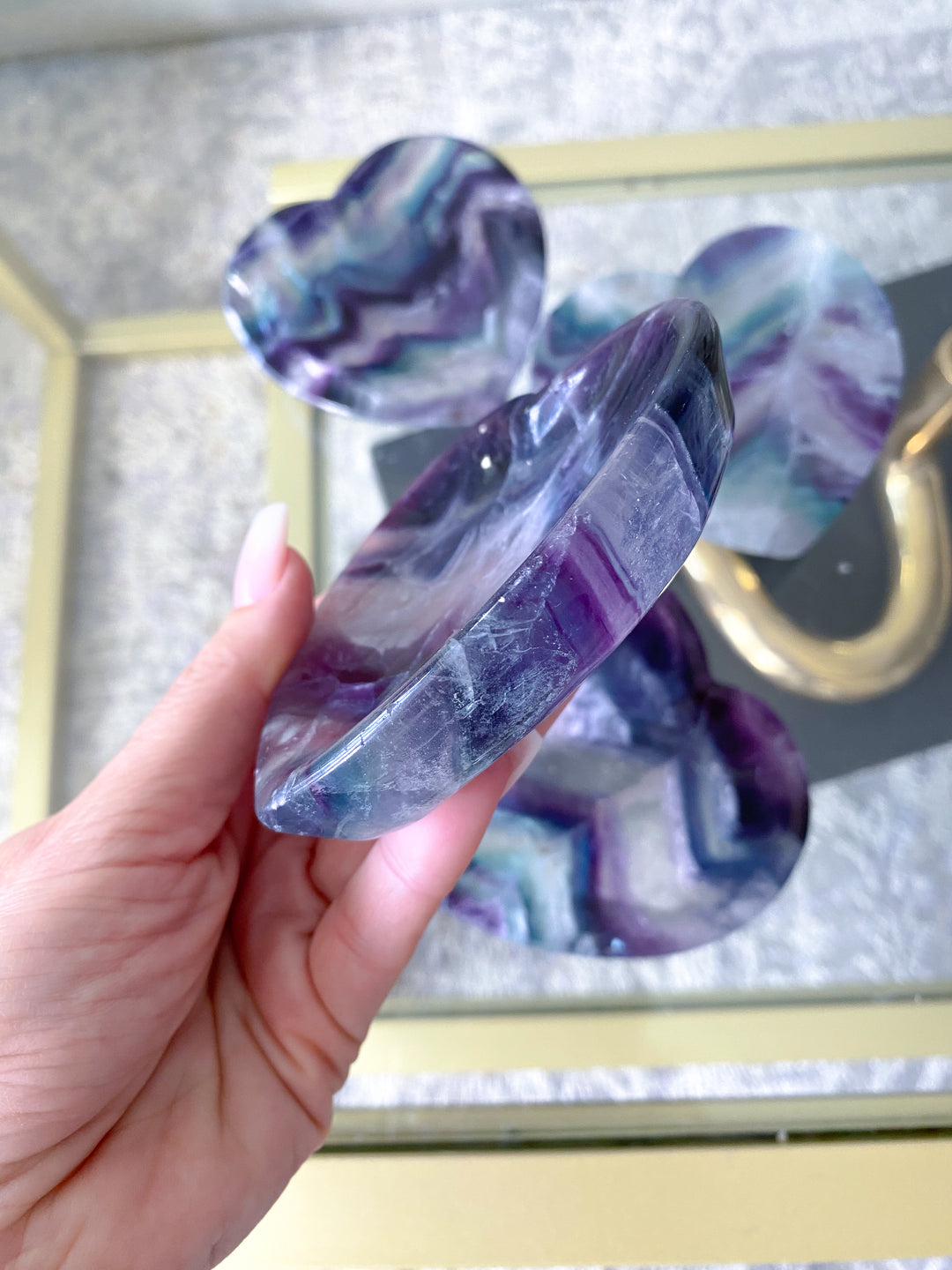 Rainbow Fluorite Heart Dish, Bowl