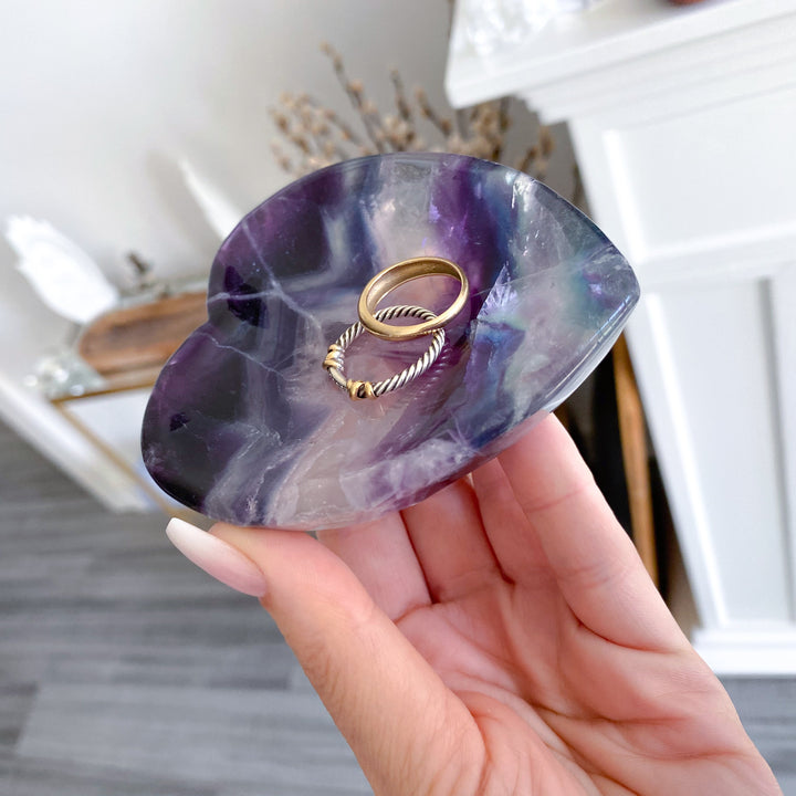 Rainbow Fluorite Heart Dish, Bowl