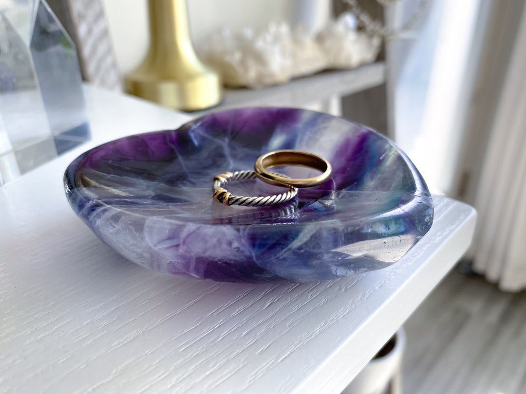 Rainbow Fluorite Heart Dish, Bowl
