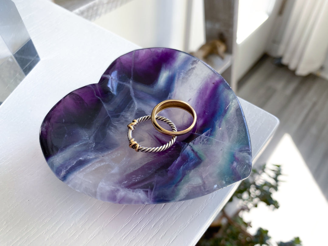 Rainbow Fluorite Heart Dish, Bowl