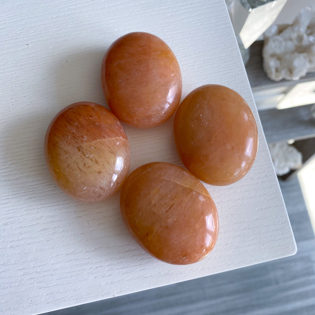 Orange Aventurine Palm Stone - B Quality