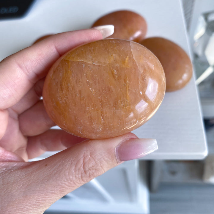 Orange Aventurine Palm Stone - B Quality