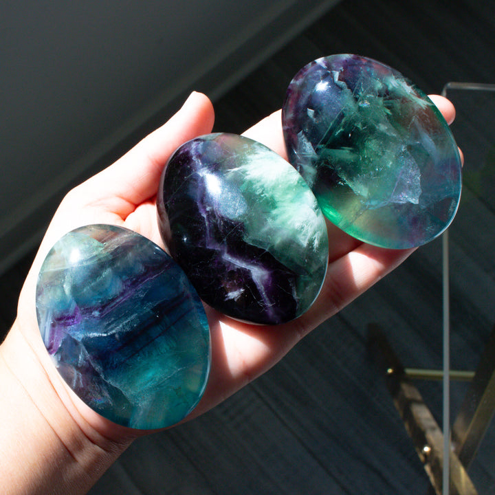 Inclusion Rainbow Fluorite Palm Stone