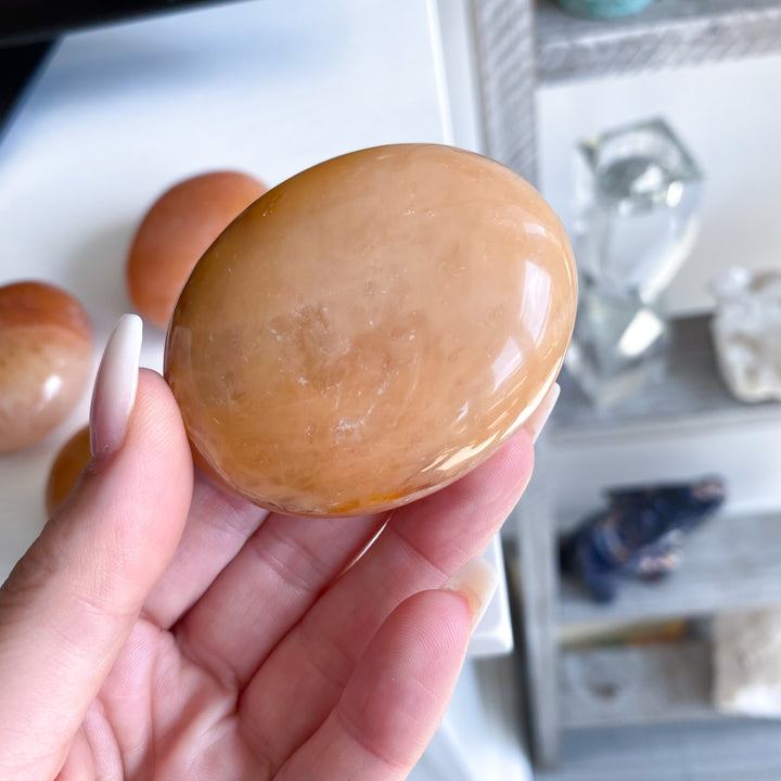 Orange Aventurine Palm Stone - B Quality