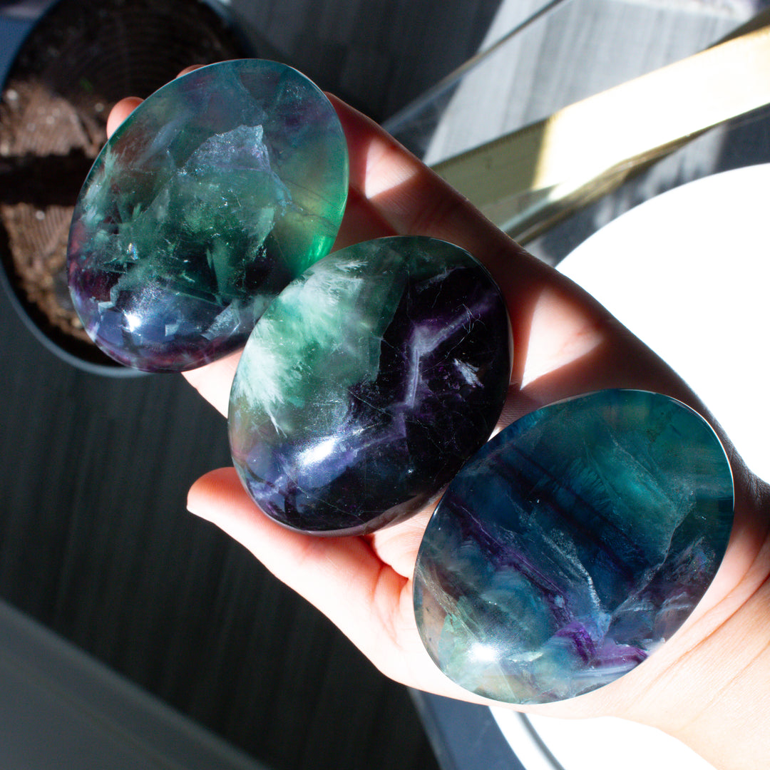 Inclusion Rainbow Fluorite Palm Stone