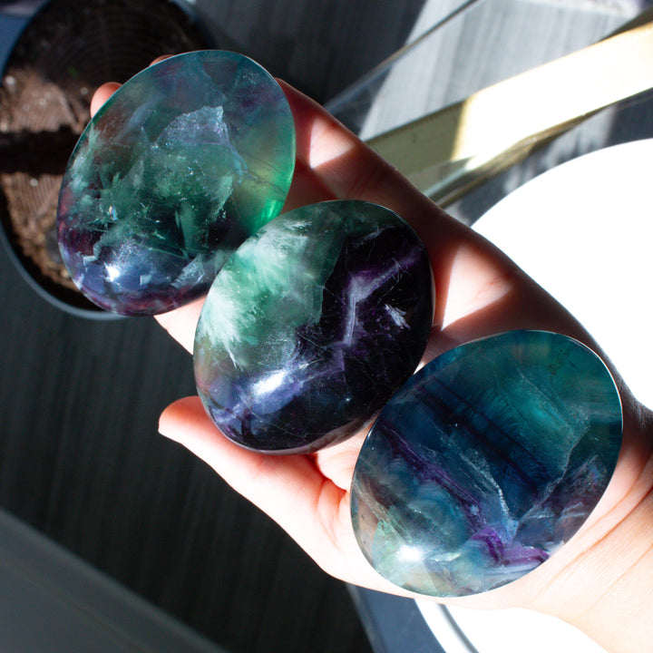 Inclusion Rainbow Fluorite Palm Stone