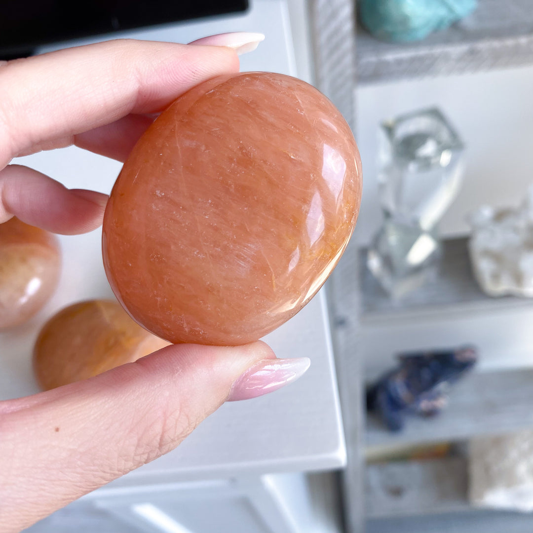Orange Aventurine Palm Stone - B Quality