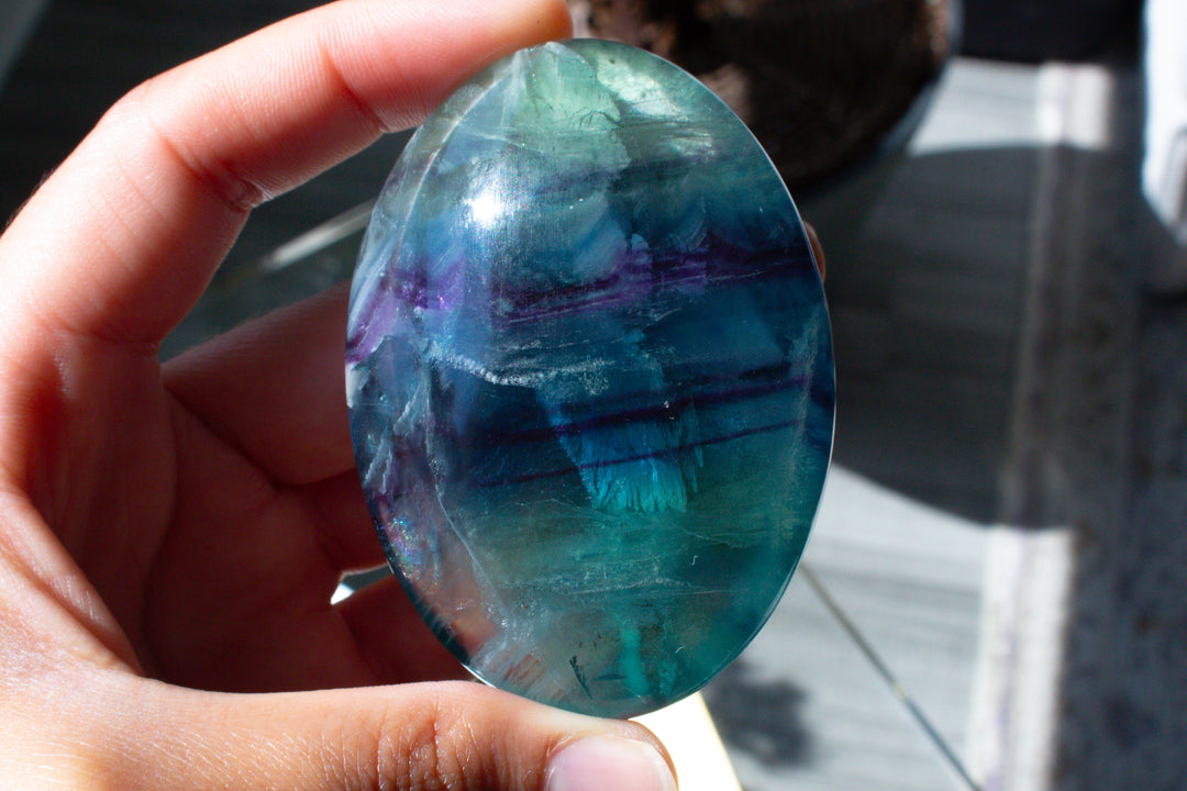 Inclusion Rainbow Fluorite Palm Stone