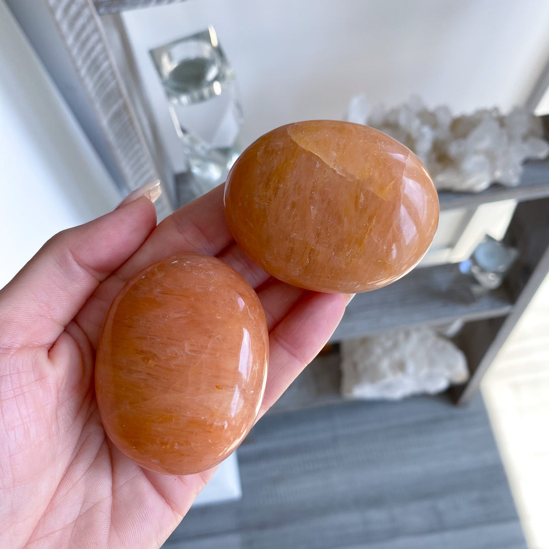 Orange Aventurine Palm Stone - B Quality