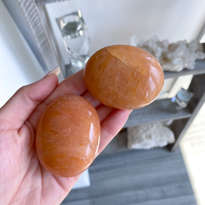 Orange Aventurine Palm Stone - B Quality