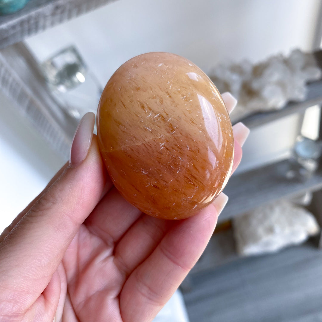 Orange Aventurine Palm Stone - B Quality