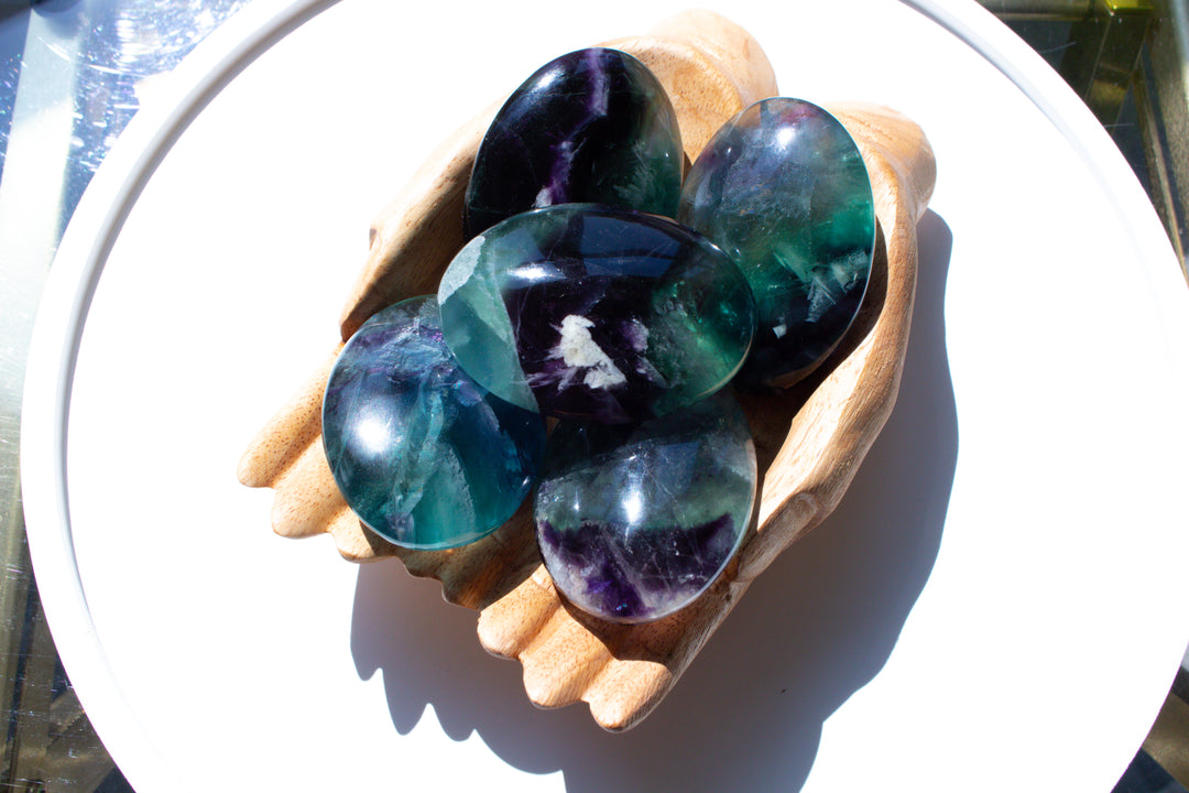Inclusion Rainbow Fluorite Palm Stone