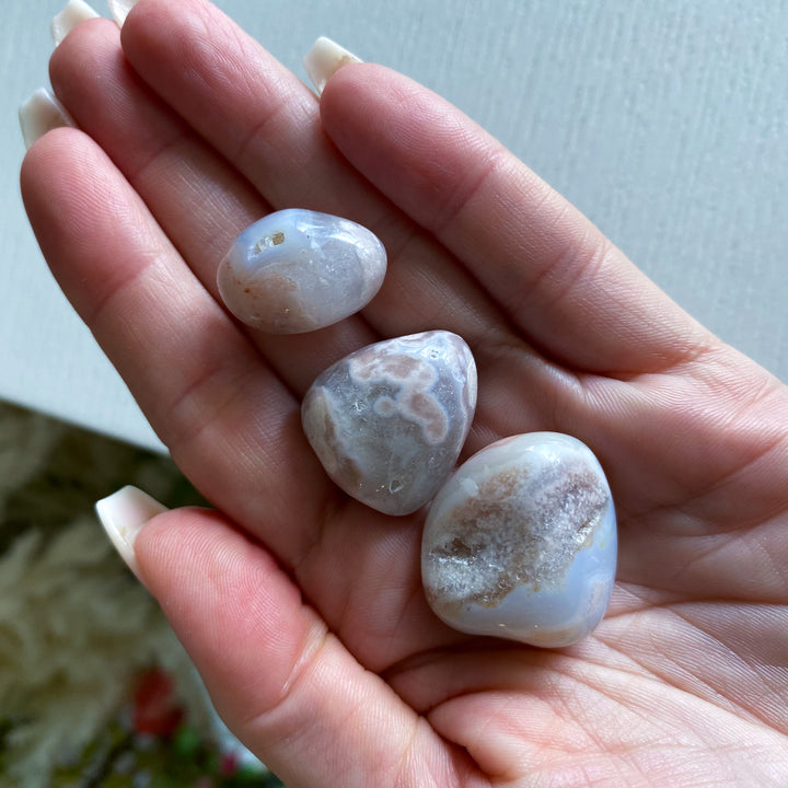 Set: Three Unique Flower Agate Tumbles