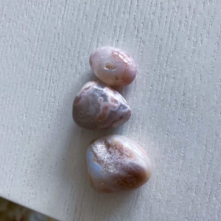 Set: Three Unique Flower Agate Tumbles