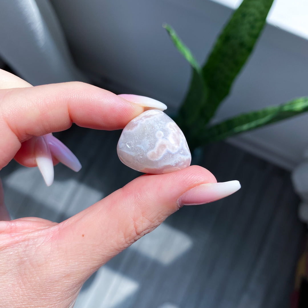 Set: Three Unique Flower Agate Tumbles
