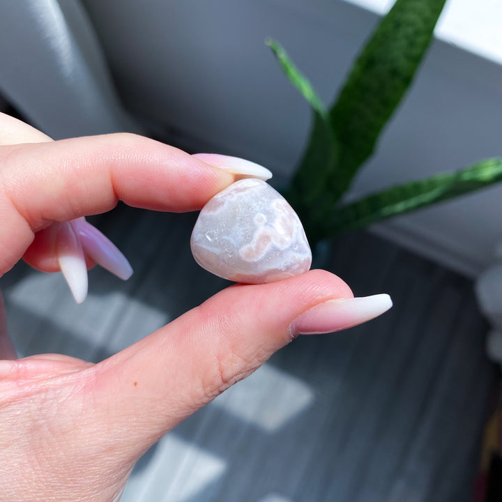 Set: Three Unique Flower Agate Tumbles