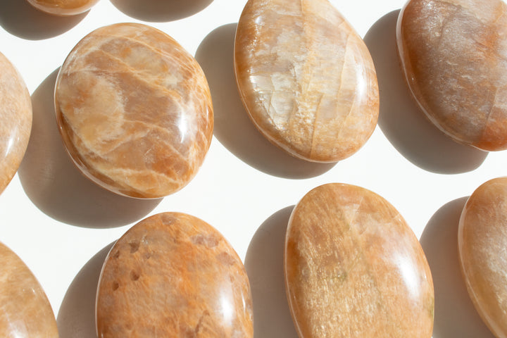High Sheen Peach Moonstone Palm Stone