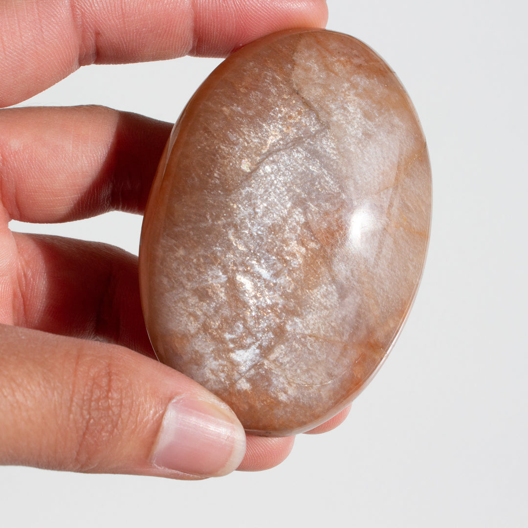 High Sheen Peach Moonstone Palm Stone