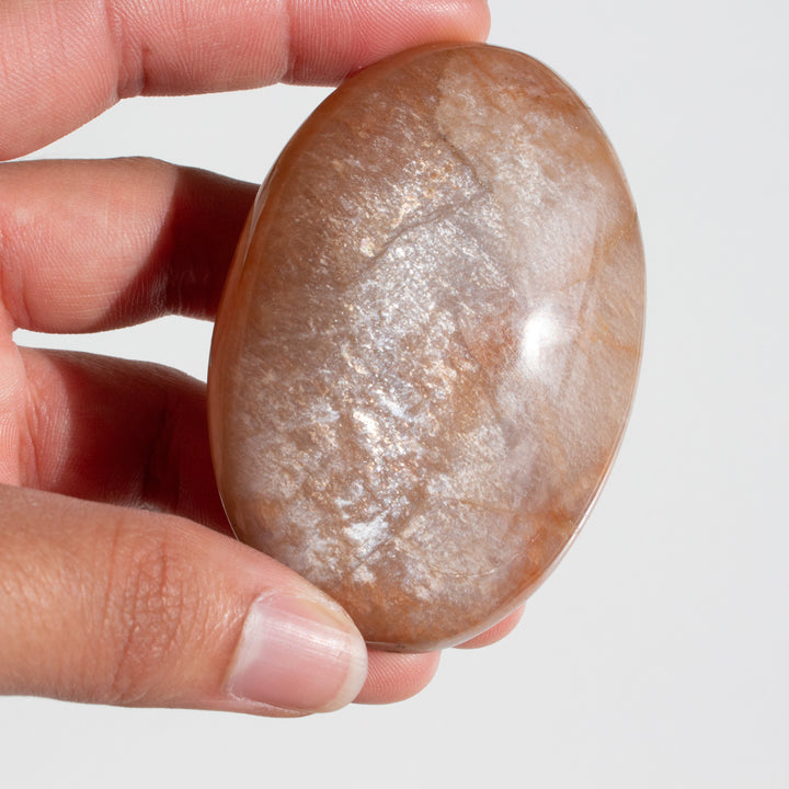 High Sheen Peach Moonstone Palm Stone