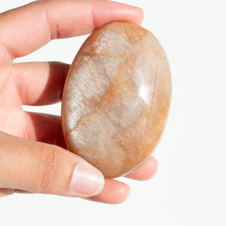 High Sheen Peach Moonstone Palm Stone