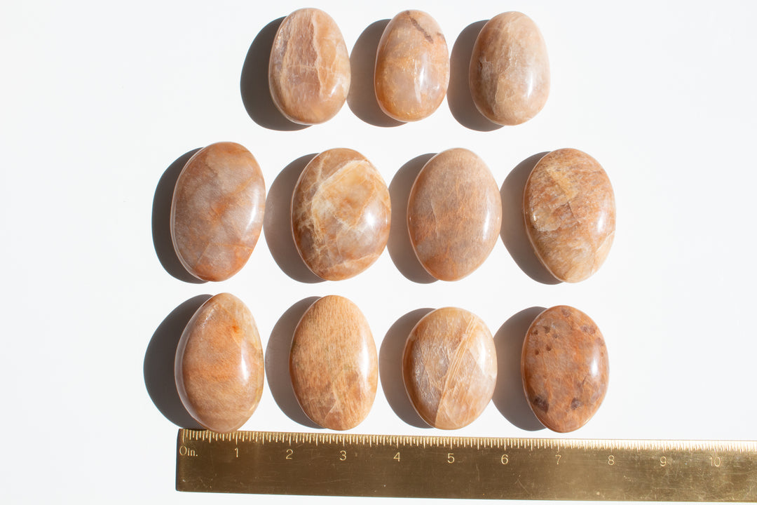 High Sheen Peach Moonstone Palm Stone