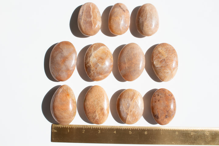 High Sheen Peach Moonstone Palm Stone