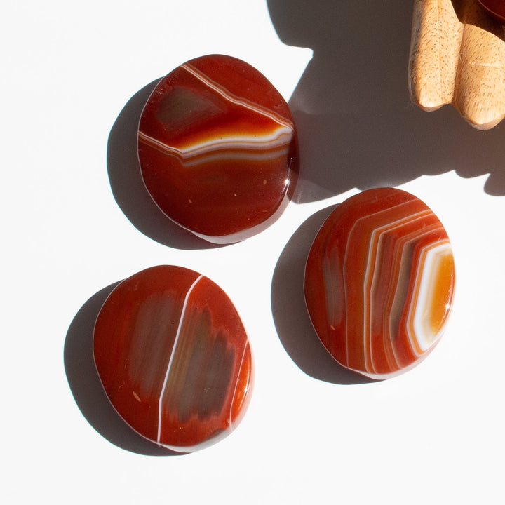 Smooth, Flat Carnelian Palm Stone