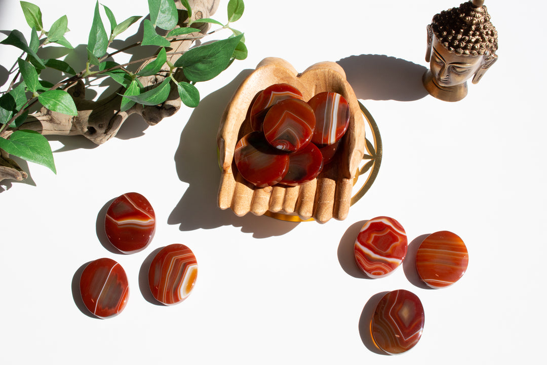 Smooth, Flat Carnelian Palm Stone