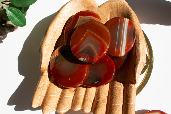 Smooth, Flat Carnelian Palm Stone