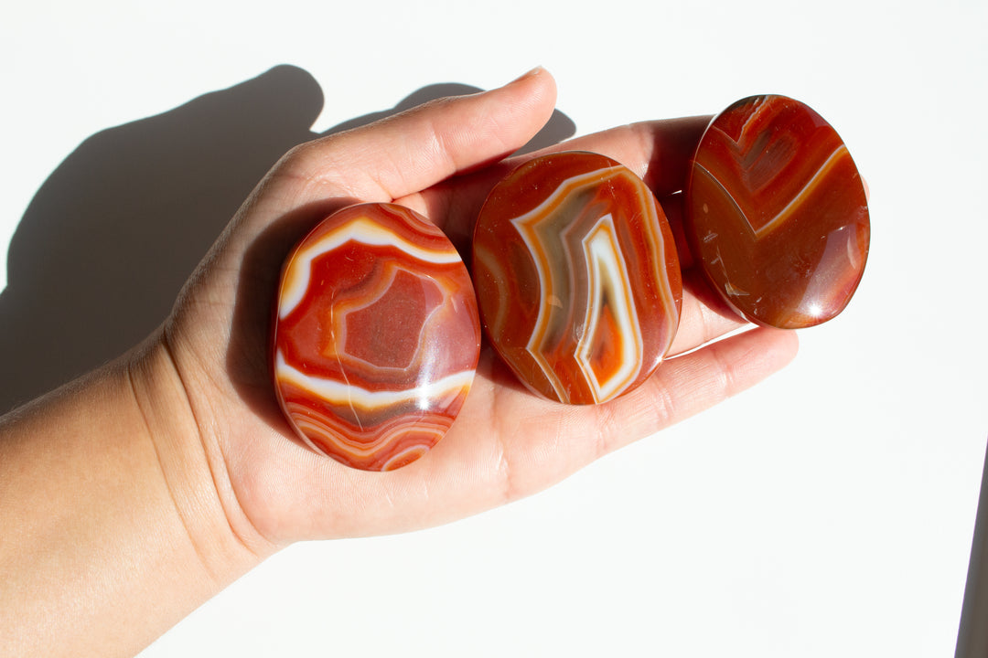Smooth, Flat Carnelian Palm Stone