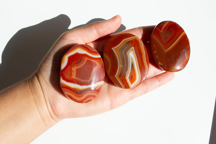 Smooth, Flat Carnelian Palm Stone