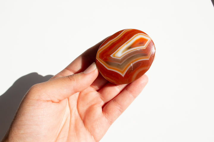 Smooth, Flat Carnelian Palm Stone