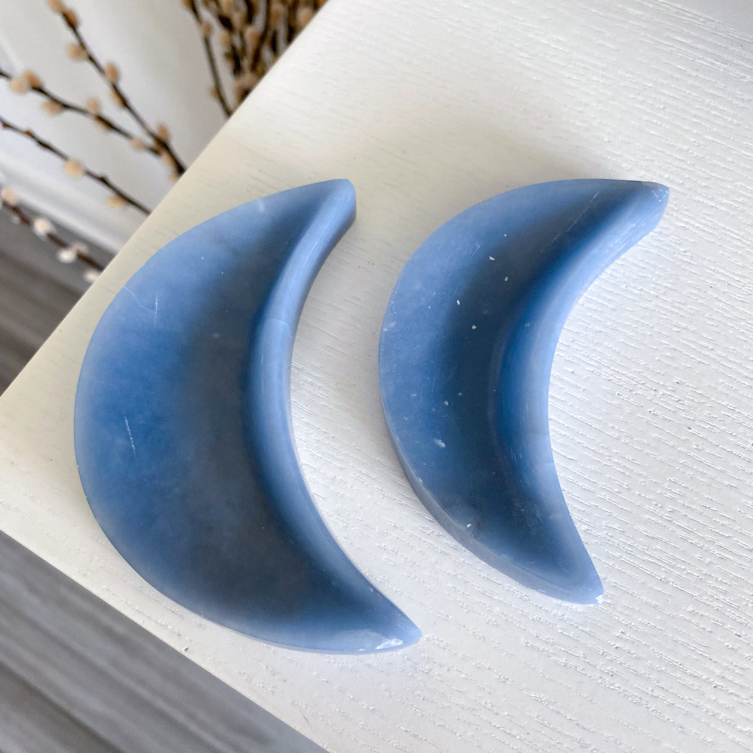 Angelite Moon Bowl Carving