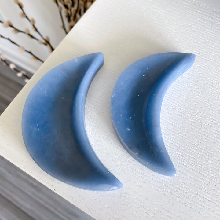 Angelite Moon Bowl Carving