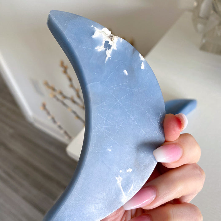 Angelite Moon Bowl Carving