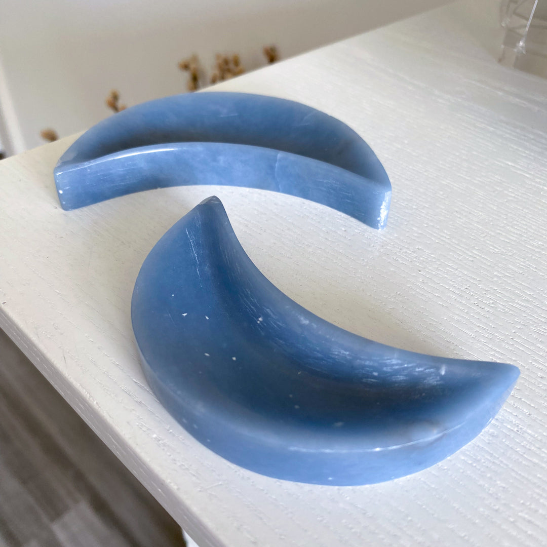 Angelite Moon Bowl Carving