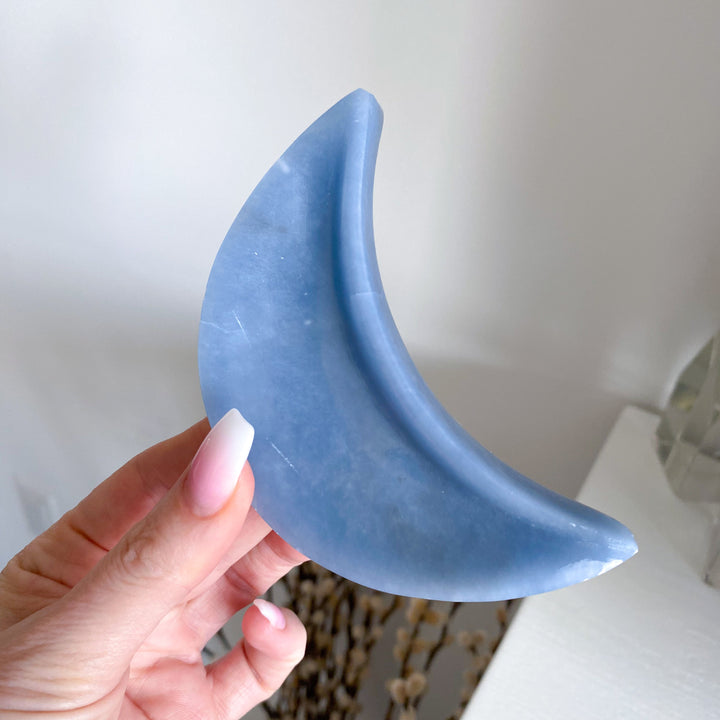 Angelite Moon Bowl Carving