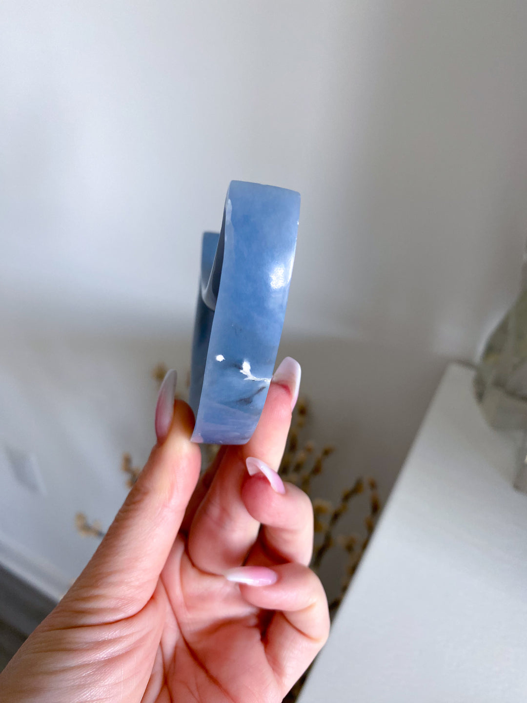 Angelite Moon Bowl Carving