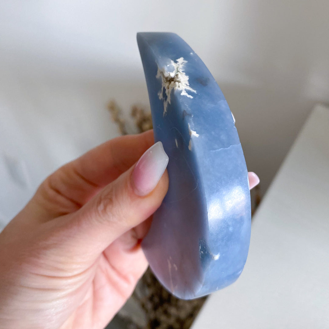 Angelite Moon Bowl Carving